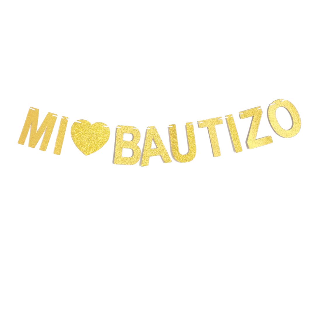GZFY MI BAUTIZO Gold Glitter Banner for Baby Baptism First Communion Decorations God Bless Bunting Sign