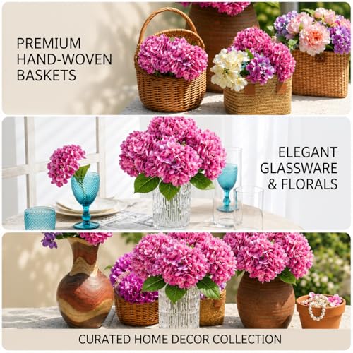 Image of CURATED CART Hydrangea Artificial Flowers with Stem, 1 Stick for Home Decor, Party, Living, Office Table, Realistic Look, Fake Flowers, 12 Inch, Light Green