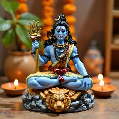 Image of UNOVATE Shiva Idol for Car Dashboard | Shiva Idol | Adiyogi Statue for Car | Mahadev Idol for Car, Home Temple, Office Desk. (Blue)