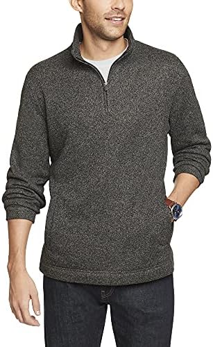 Van Heusen Men's Flex Long Sleeve 1/4 Zip Soft Sweater , Black, Small