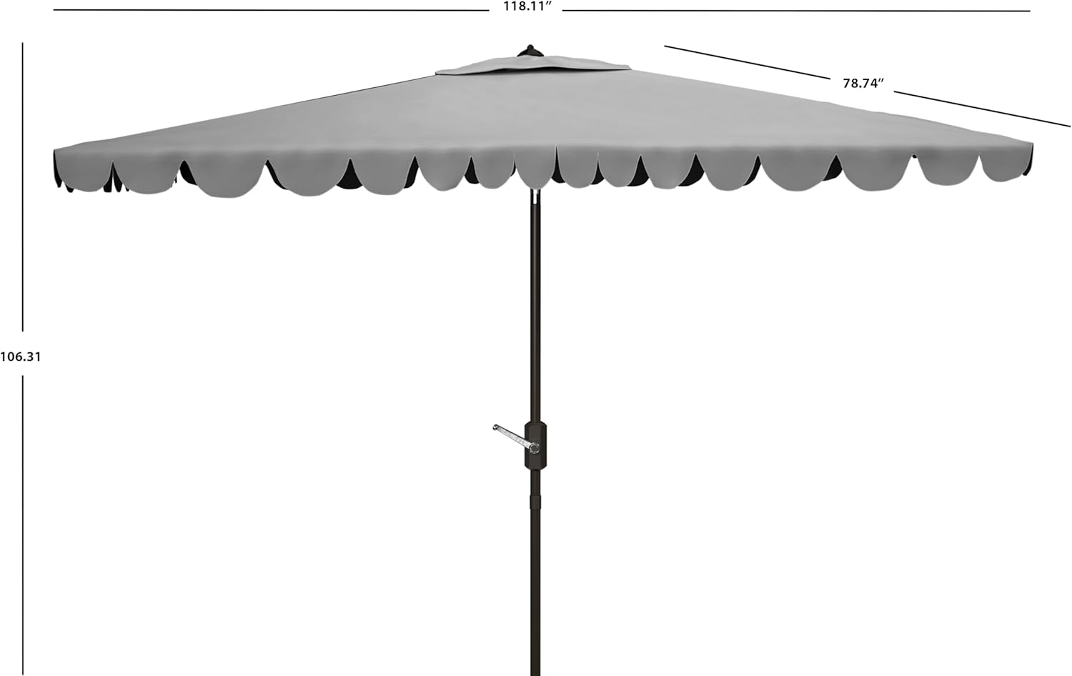 SAFAVIEH Outdoor Collection Venice Grey 7 x 10 Ft Rectangular Auto Tilt UV Protected Umbrella