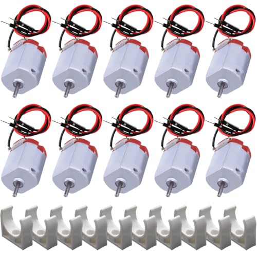 JYUDAUFU 10 Piezas 130 Mini Motor DC 3 V Micro Motor 22000 RPM Pequeño Motor Eléctrico de Cola Roja Magnético Fuerte con Soporte, para Coche de Juguete RC/Robot/Mini Ventilador/DIY/Prueba/para Arduino