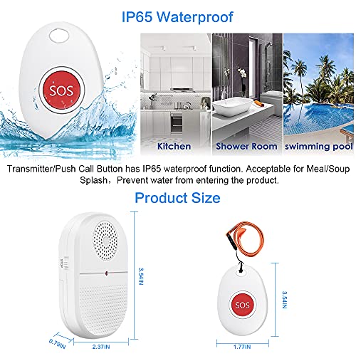 ChunHee-Wireless-Caregiver-Pager-Call-Button-Nurse-Alert-System-Call-Bell-for-HomeElderlyPatient-Emergency-Vibration-Pager-1-Transmitter1-Receiver800Feet-Operating-Range