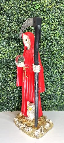 Estatua Santa Muerte Decorativa 17 pulg Roja miniatura 3