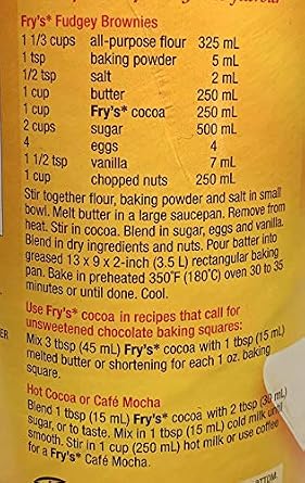 Fry's Premium Baking Cocoa, Unsweetened, 454g/16 oz, Imported from Canada}