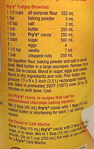 Fry's Premium Baking Cocoa, Unsweetened, 454g/16 oz, Imported from Canada}