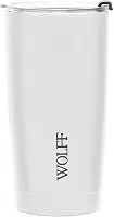 WOLFF - Copo Térmico de Aço Inox Parede Dupla Com Tampa 600ml Branco - Para Viagem - Mantém a Bebida na Temperatura Ideal