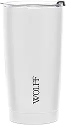 WOLFF - Copo Térmico de Aço Inox Parede Dupla Com Tampa 600ml Branco - Para Viagem - Mantém a Bebida na Temperatura Ideal