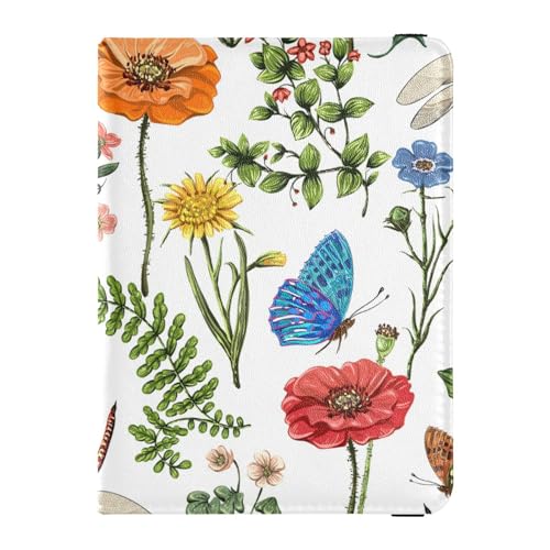 Custodia per passaporto per donne e uomini per da viaggio con blocco RFID libellula farfalla fiore Farfalla Taglia unica Casual