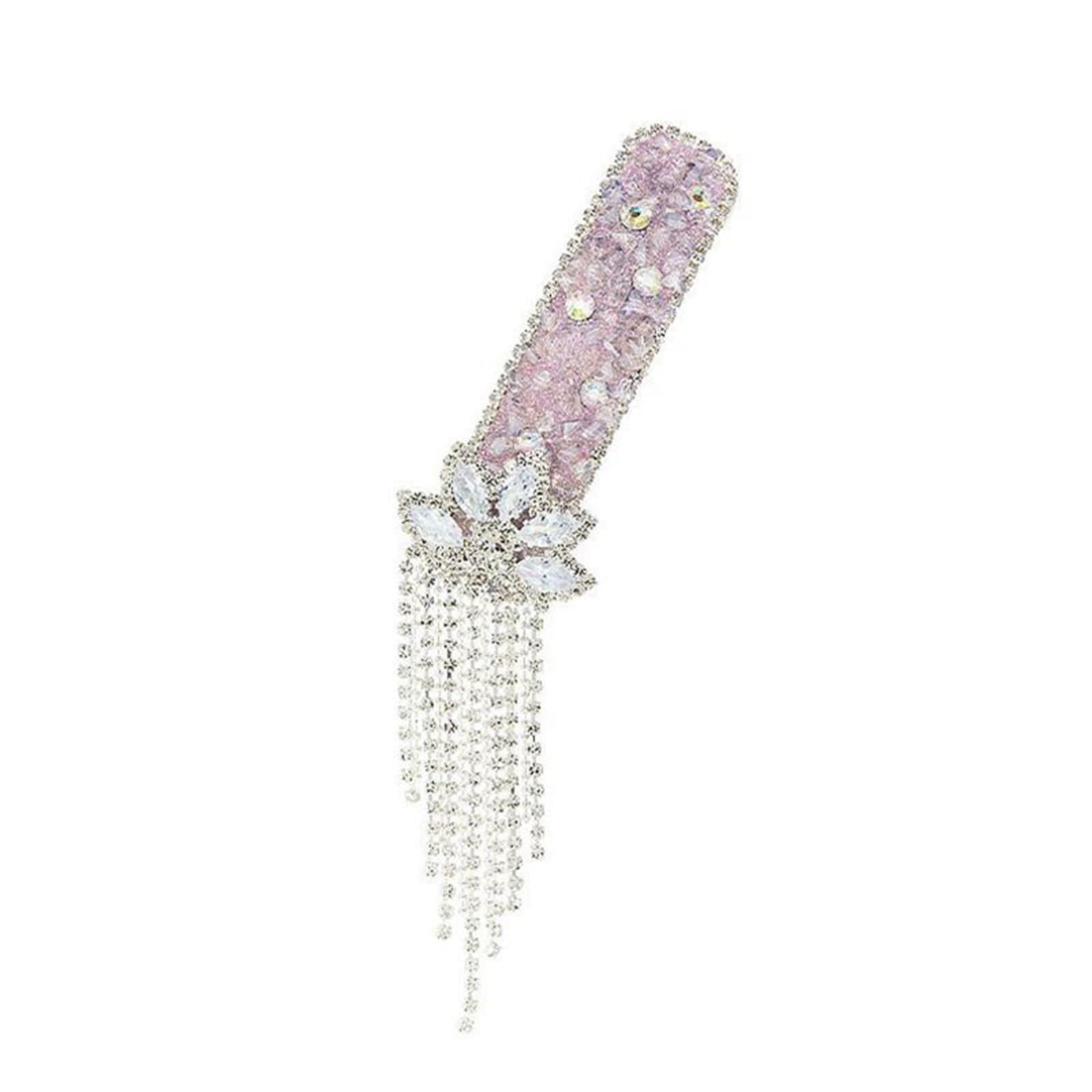 Forcine per Capelli Crystal Tassel Hair Clip Side Forehead Bangs One-Word Accessory Ornament(Two Pack(Light Pink)