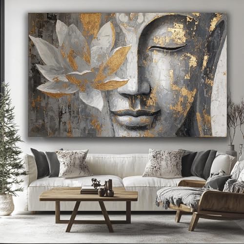 Tableau Bouddha horizontal 70x100cm déco salon art zen