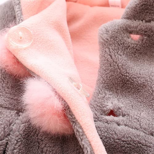 Toddler Girls Fleece Hooded Jacket Long Sleeve Button Down 𝗕unny Ears Outwear Winter Thick Warm Soft Coat3