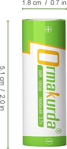 Miniatura 4 de Batería 18500 con parte superior plana, 18500 baterías recargables de iones de litio de 3.7 V 1600 mAh para luz solar de jardín, linterna, paquete