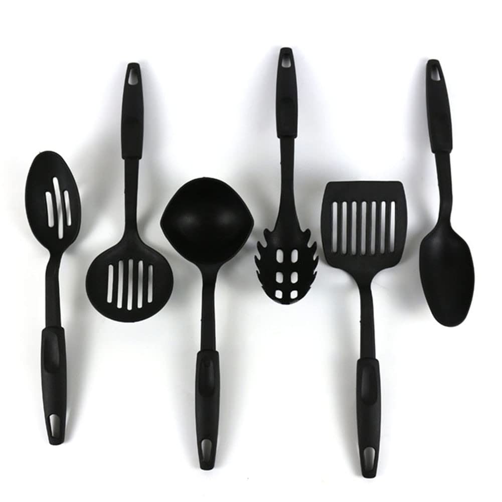Pentole 6Pcs Set di Utensili da Cucina, Spatola a Manico Lungo Cucchiaio da Zuppa Pennello Mestolo Scolapasta for Pasta Gadget da Cucina Antiaderenti Set di Utensili da Cucina