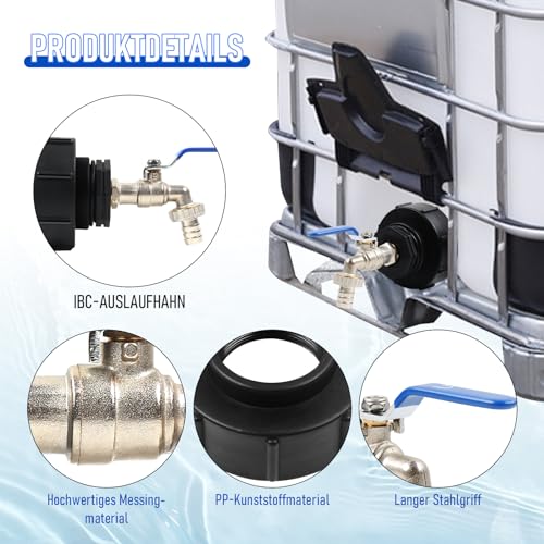 Robinet de vidange IBC 3/4 S100x8 pour cuve eau pluie - 5