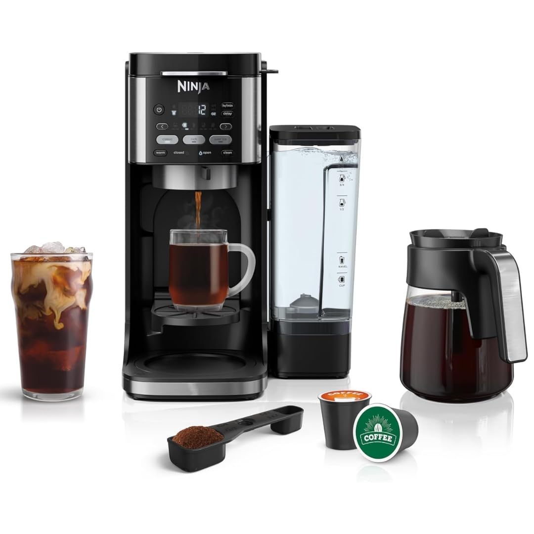 Ninja DualBrew Pro CFP101 Drip Coffee Maker – Hot & Iced, K-Cup Compatible, 3 Brew Styles, 60oz Reservoir – Black