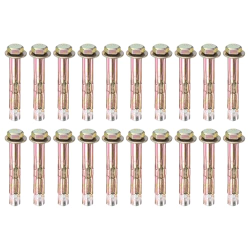Image of M METERXITY 20-Pack Hex Expansion Bolt, M6x50mm Colored Galvanized Iron-Carbon Steel External Hex Expansion Bolts, Anti-Corrosion Metal Bolt for Concrete /Dry Brick /Block Walls