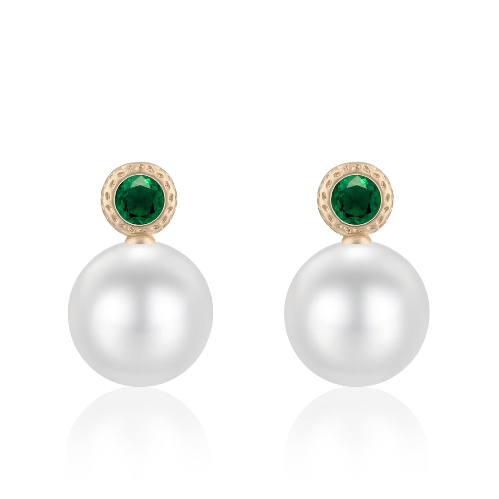TeppdfannTiny Pearl Drop Dangle Earrings Silver Stud Emerald Earrings for Women Gold Plated Crystal Vintage Pearl Earrings for Gift