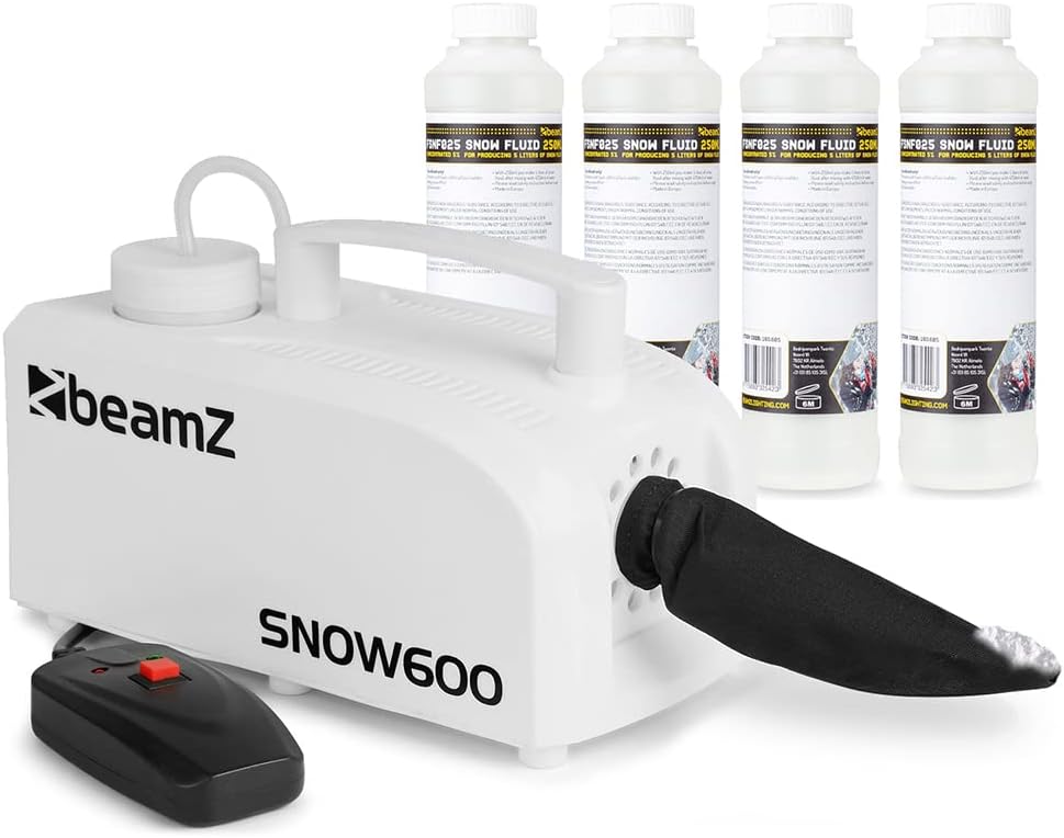 Snow600 Snow Machine with 20L Concentrated Fluid - Fake Snow Maker for Party, Festivals & Events, Realistic Indoor and Outdoor Winter Effect Creation Device