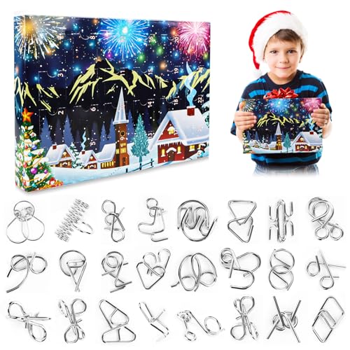 Calendario De Adviento 2025 Para Niños – 24 Puzzles De Madera Y Metal – Regalo Navidad Educativo