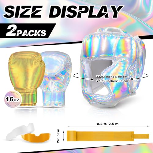 Image of Kanayu 14 Pcs Boxing Gloves and Headgear Set for Beginners Youth 16 Ounce Boxing Gloves Headgear Helmet Hand Wraps Mouth Guards Equipment for Beginners Training Equipment Gifts