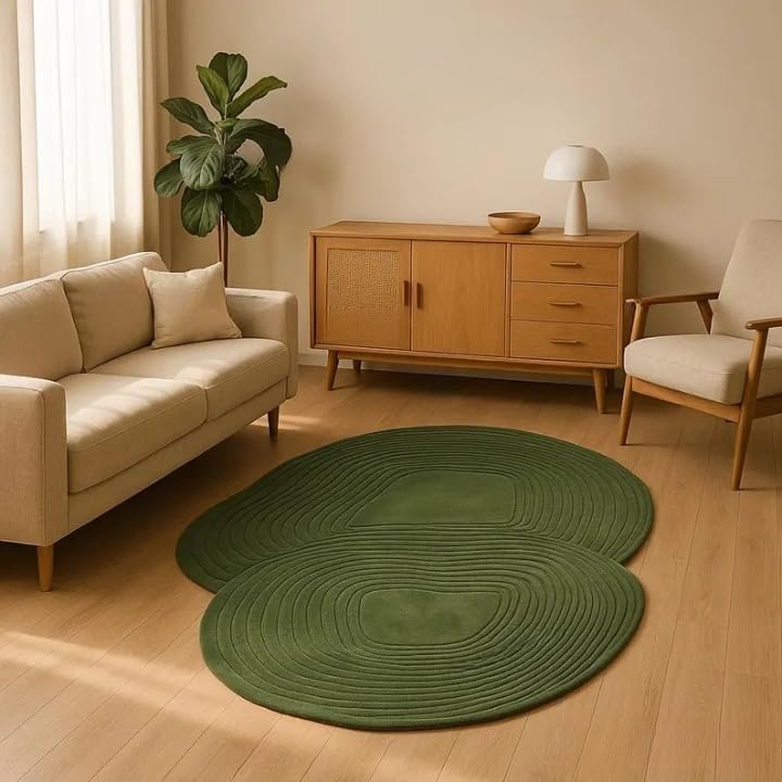 Handmade Wool & Blend Rectangular Carpet For Living Room Home Bedroom Hall Kitchen Office Anywhere Color Multi Hand Tufted Carpets (Multi I, 3 X 5 Feet)-image-46