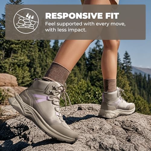 NORTIV 8 Women's Hiking Boots Waterproof Lightweight Outdoor Trekking Comfortable Non-Slip Backpacking Camping Ankle Boot Hollow,Size 8,Khaki,NWUMHB2501