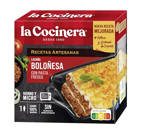 La Cocinera Lasaña Boloñesa, Receta Artesana, Fácil de Preparar, 280g