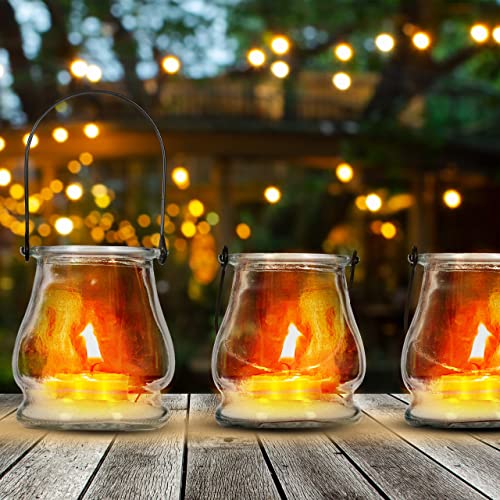 Relaxdays Windlicht, 16er Set, aus Glas, mit Henkel, innen & außen, Teelichthalter, HxD 10 x 8,5 cm, transparent/schwarz