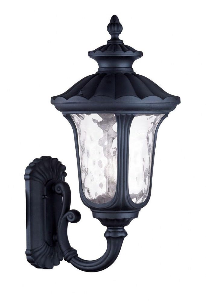 Livex 7861-04 Traditional Two Light Outdoor Ceiling Mount from Oxford Collection in Black Finish