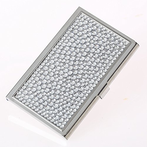 Kingbling Purely Handmade Luxury Compact Multi-Size Clear Bling Crystal Business Card Case Cute Rhinestone Travel Name ID Card Holder, 4.8 x 2.5 x 0.5 inches4