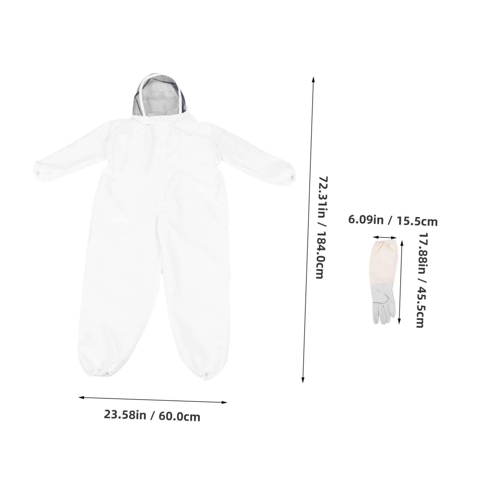 Beekeeping Suit mit Handschuhen Belüftet und Bienendicht Professioneller Imkeranzug mit Kapuze und Schleier Strapazierfähige Schutzkleidung für Imker Vollflächiger Schutz bei