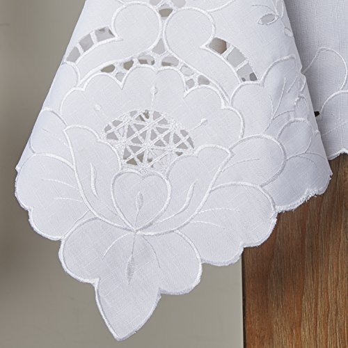 Violet Linen SAPPHIRE WH-6 Embroidered Design Tablecloth Size: 60 Inch X 120" thumb #1