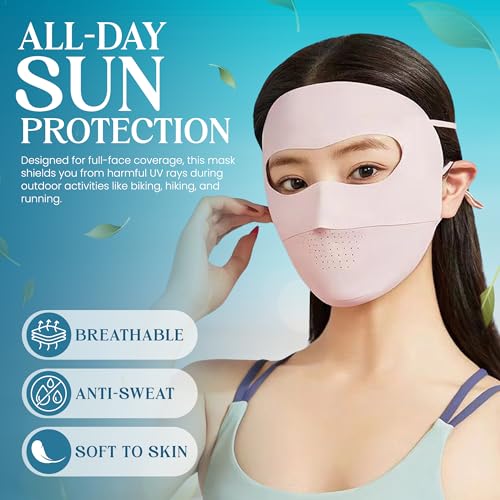Image of Homeaura UV Sun Protection Face Mask for Women | UPF 50+ Full Face Cover Mask for Biking Driving and Outdoor Hiking Travel in Summer | Breathable and Reusable Ice Silk Cooling Mask for Girls