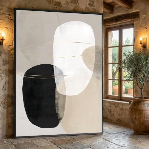 Tableau sur toile abstrait minimaliste de haute qualité beige