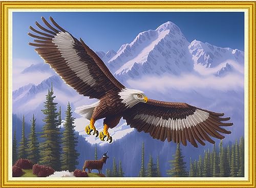 Image of Dimensean Stamped Cross Stitch Kits Full Range of Embroidery Patterns Starter Kits for Beginners Adult DIY Cross Stitches Needlepoint Kits 11CT-Flying Owl 15.7x19.7 inch