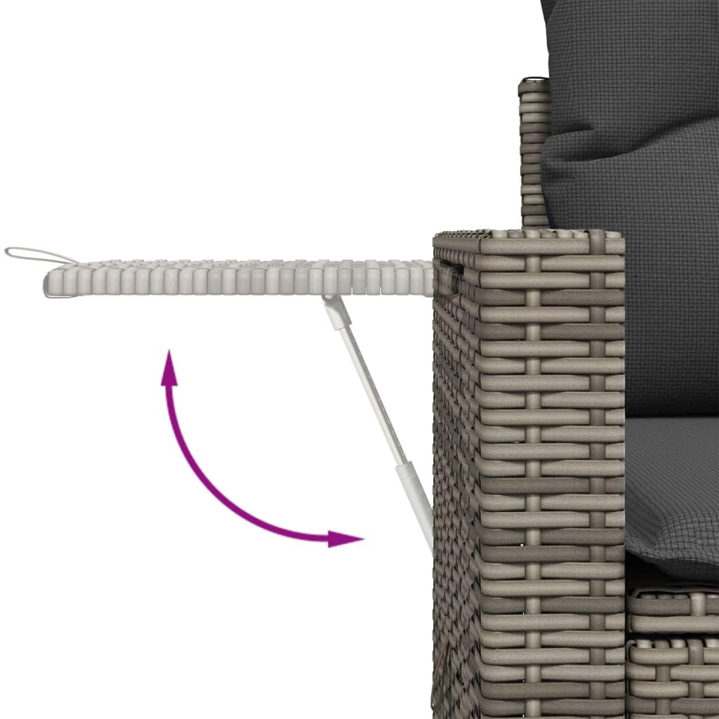 Set di 12 mobili da giardino in polyrattan, grigio, 62 x 62 x 69 cm, divano angolare con tavolo in legno di acacia, set modulare per esterni, per balcone, terrazza, giardino