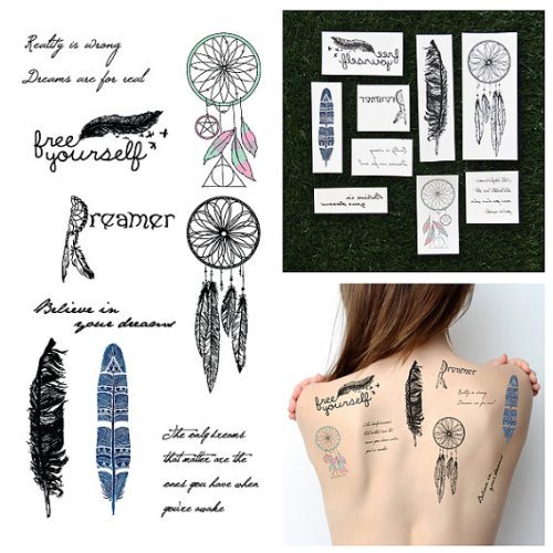 Dreamcatchers & Feathers Temporary Tattoo Pack (Set of 18)