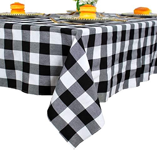 ShinyBeauty Buffalo Check Table Runner 14x108-Inch Black and White Buffalo Plaid Table Runner Farmhouse Decor Coffee Table Runners Cotton Linen Table Runner for Home Kitchen