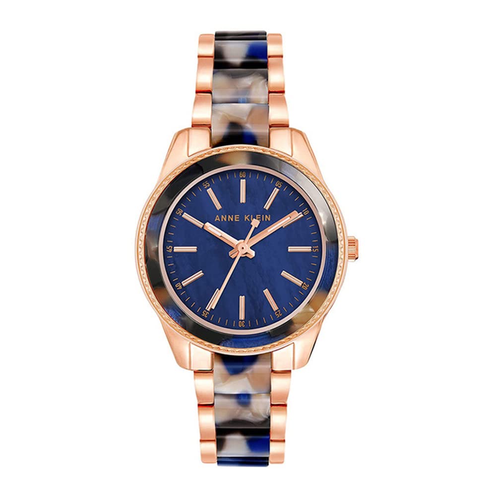 Anne Klein Quartz Analog Blue Dial Metal Strap Watch for Women-NEAK3214RGNV