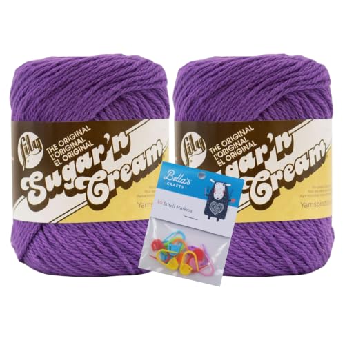 Image of Lily Sugar'n Cream Cotton Yarn Bundle with BC Markers (2, Black Current)