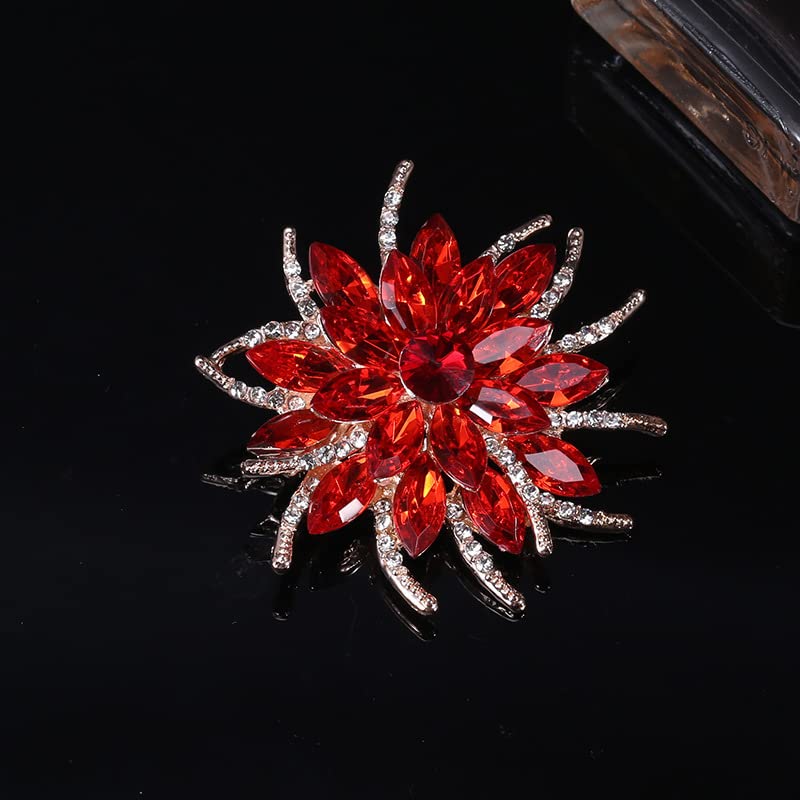 Image of COLORFUL BLING Rhinestone Leaf Brooch Pin - Red, Blue Vintage Jewelry Accessory Gifts Decoration