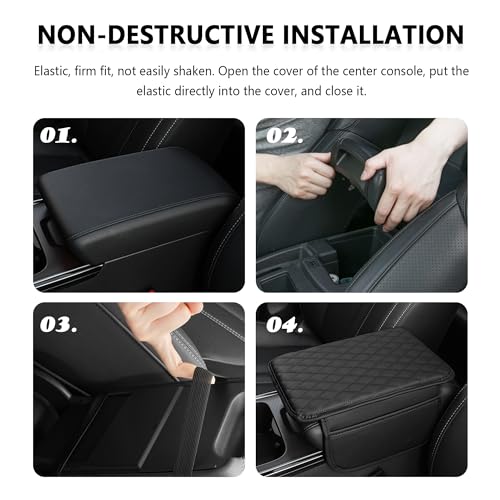 Image of Stacool Upgraded Car Center Console Cover,Microfiber Leather Car Armrest Cover Cushion with 2 Storage Bags,Universal Car Armrest Storage Box (Pink)