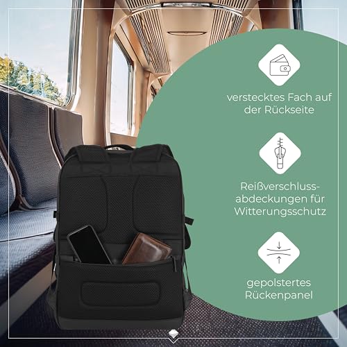 Travelite Rucksack aus wasserabweisendem Material, gepolstertes Laptop Fach 15,6 Zoll, BASICS Tagesrucksack mit Aufsteckfunktion, 48 cm, 28 Liter, 900 Gramm