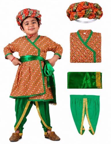 Image of BookMyCostume Rajasthani Indian State Fancy Dress Costume for Boys and Men | With Pagdi 7-8 years
