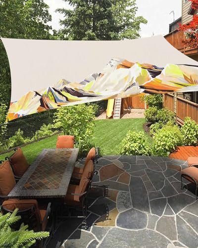 Yellow Mountain Sun Sail Shades Rectangle Canopy,Sunlight Block Heavy Duty Curved Backyard Shade Cover,Waterproof Sun Shades for Patios Outdoor,6.5'x10' Abstract Multicolor Mountain Range Landscape