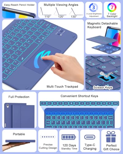 Image of RAYMCRAFT for iPad (A16) 11th /10th Generation Case with Keyboard (Trackpad)