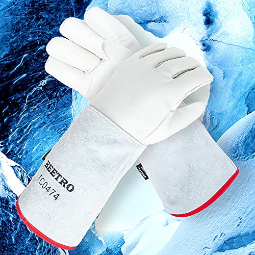 Beetro -292℉/-180℃ Or Above Antifreeze Gloves For Dry Ice Handling Liquid Nitrogen Low Temperature Resistant Sponge Inner 14 Inch #TOP3