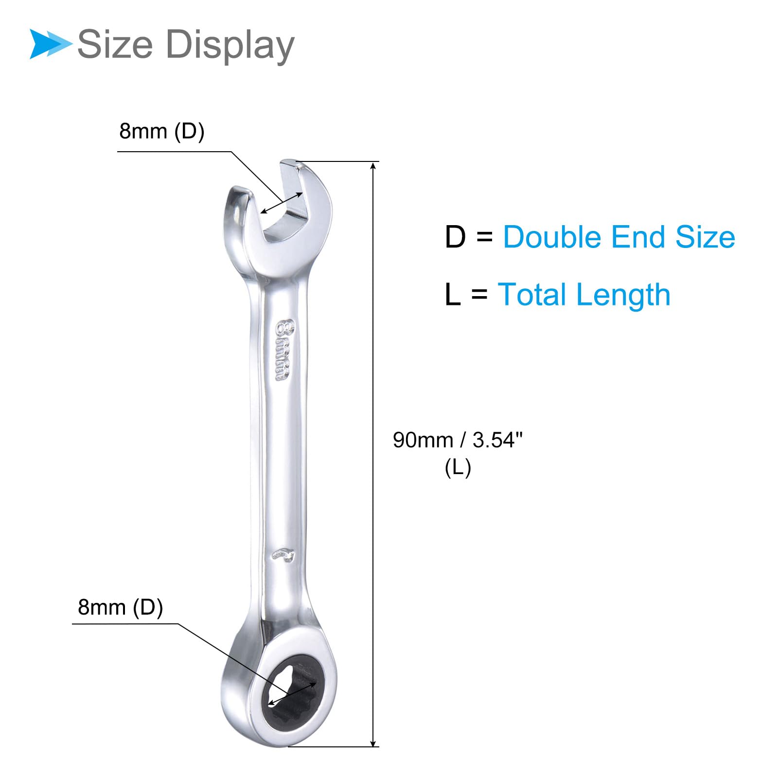 CoCud Ratcheting Wrench, 8mm Head Metric 72-Teeth, Cr-V Combination Wrench Spanner - (Applications: for Repairing Home Tasks), 2-Pieces - Image 2
