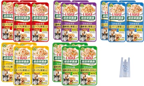 いなば ツインズ とりささみ・とりもも肉 5種セット 80g 各2コ(計10コ)無添加 オリジナルレジ袋付き 鶏軟骨 レバー ビーフ チーズ 緑黄色野菜 ドッグフード